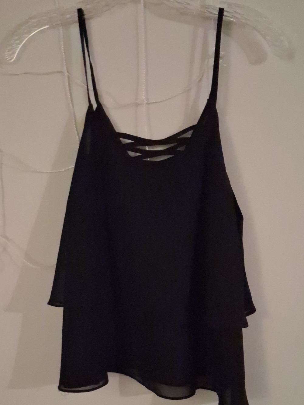 Black Crisscross Chiffon Camisole